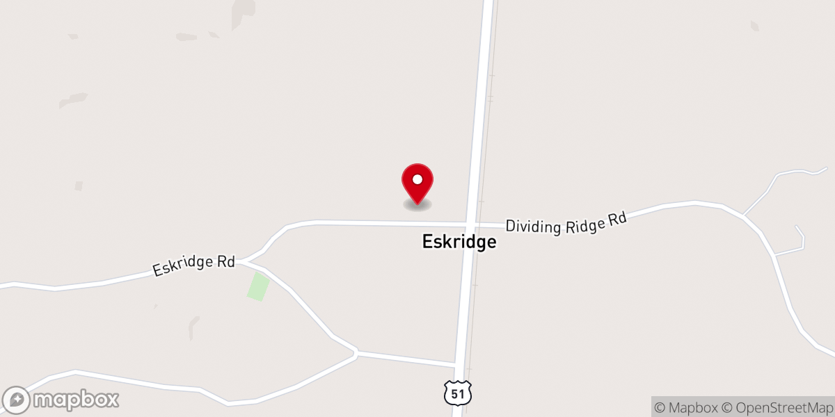 Map showing location of Eskridge Baptist Church