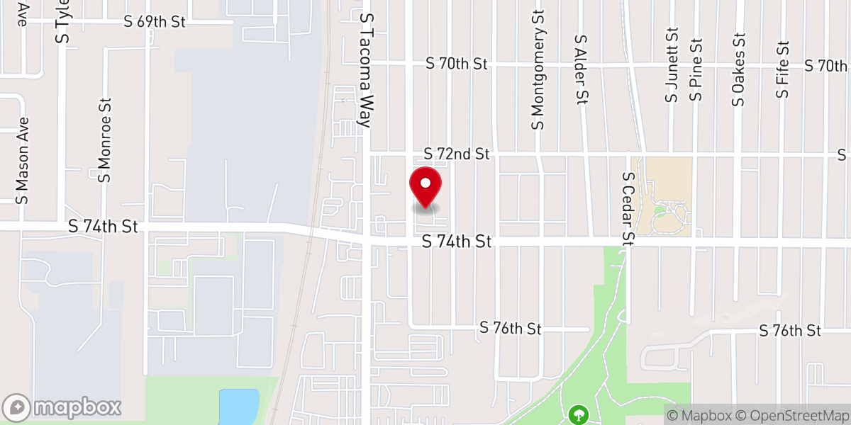 Map showing location of South Tacoma Assembly of God