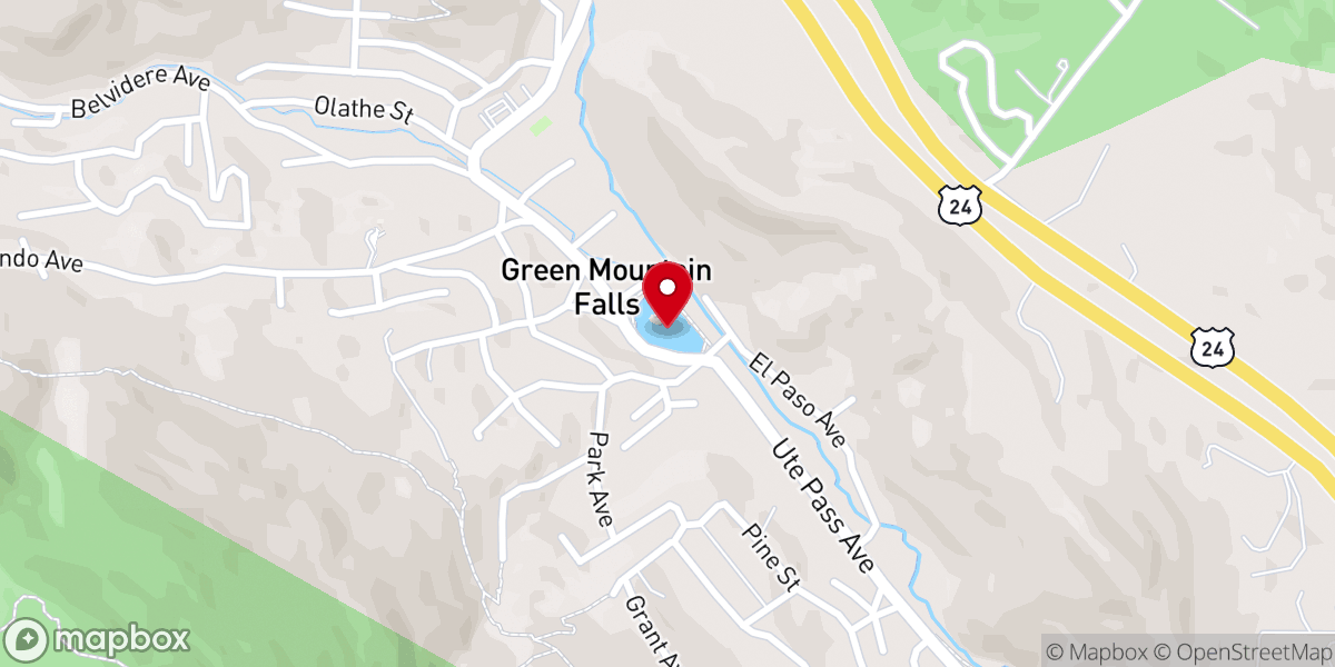 Map showing location of Green Mountain Falls Pond