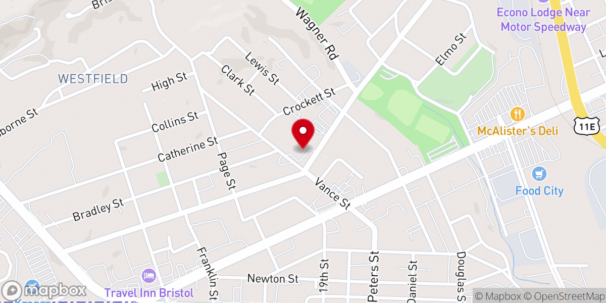 Map showing location of Temple Freewill Baptist Church