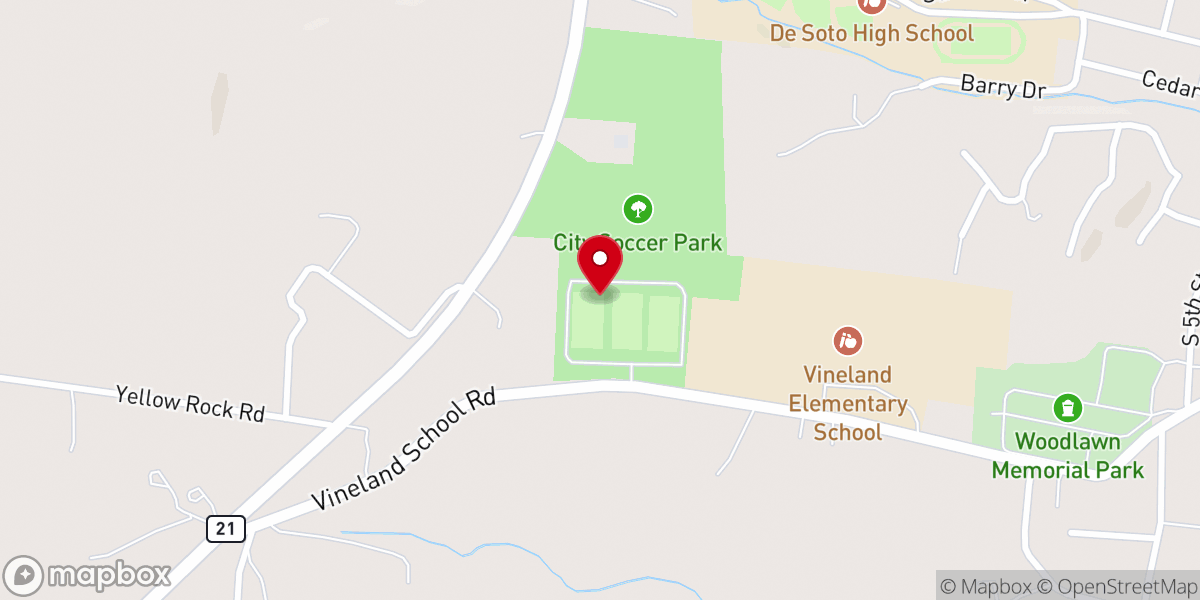 Map showing location of Desoto Soccer Park