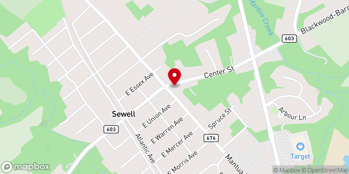 Map showing location of Sewell Community Baptist Church