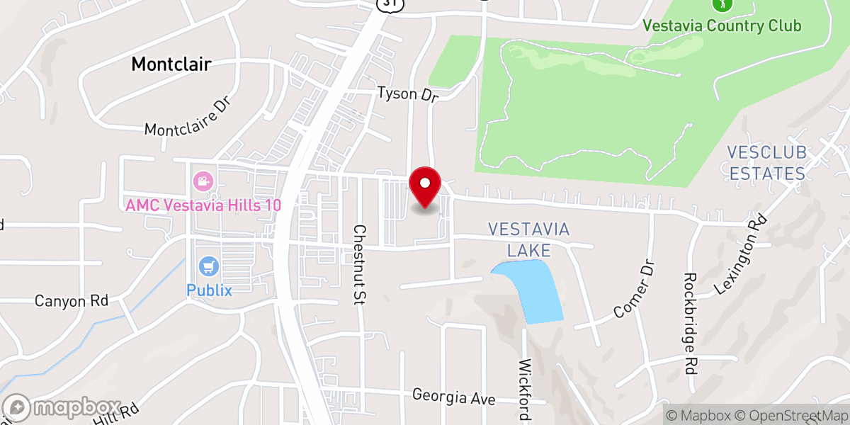 Map showing location of Vestavia Hills Methodist Church