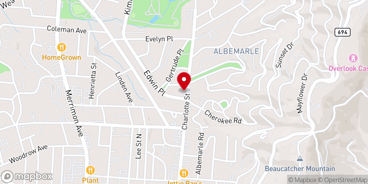 Map showing location of UU Congregation of Asheville