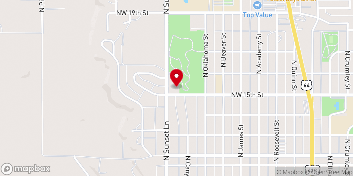 Map showing location of Sunset Lane Baptist Church