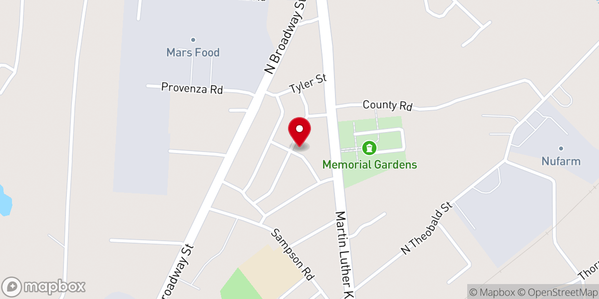 Map showing location of New Mount Zion Baptist Church
