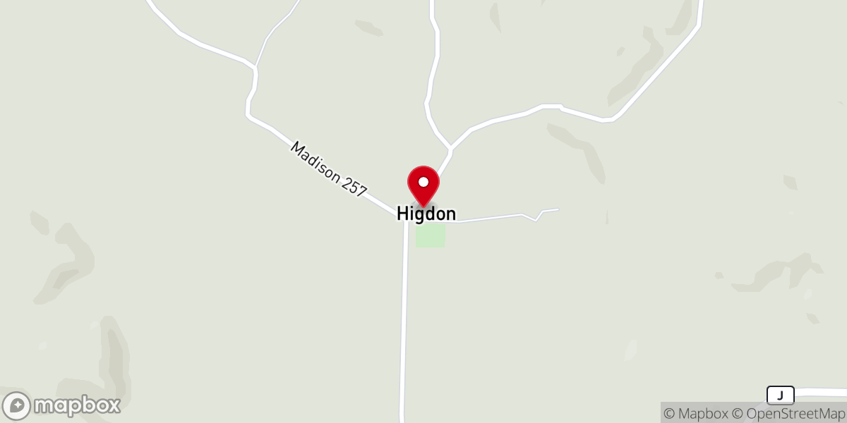 Map showing location of Higdon Christian Church