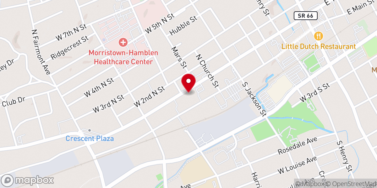 Map showing location of Westside Christian Church