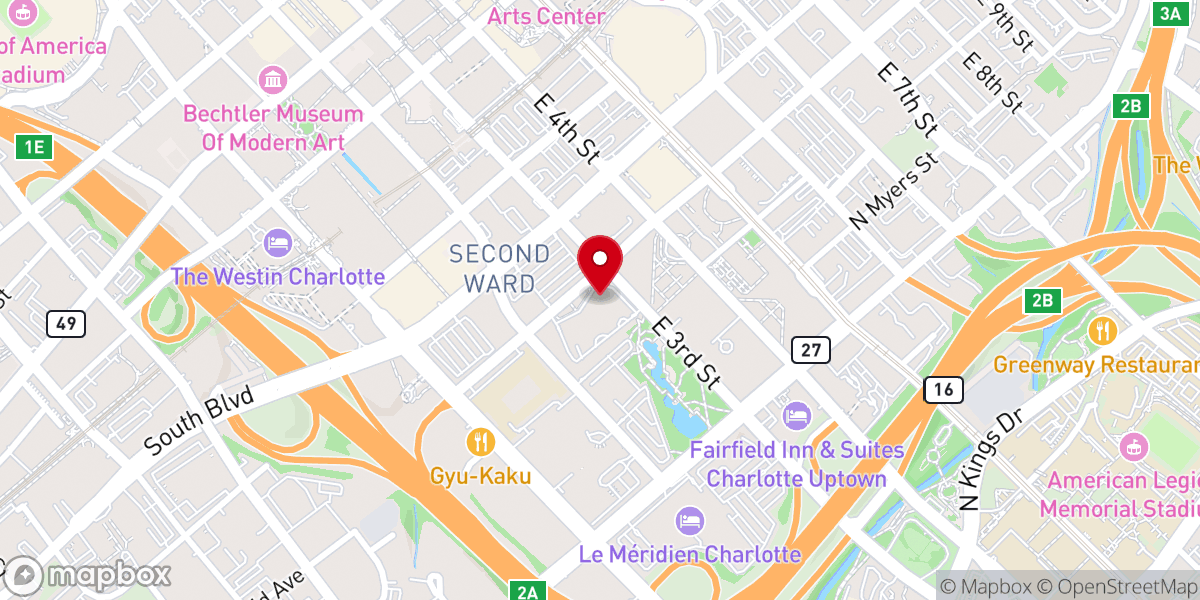 Map showing location of First Baptist Charlotte