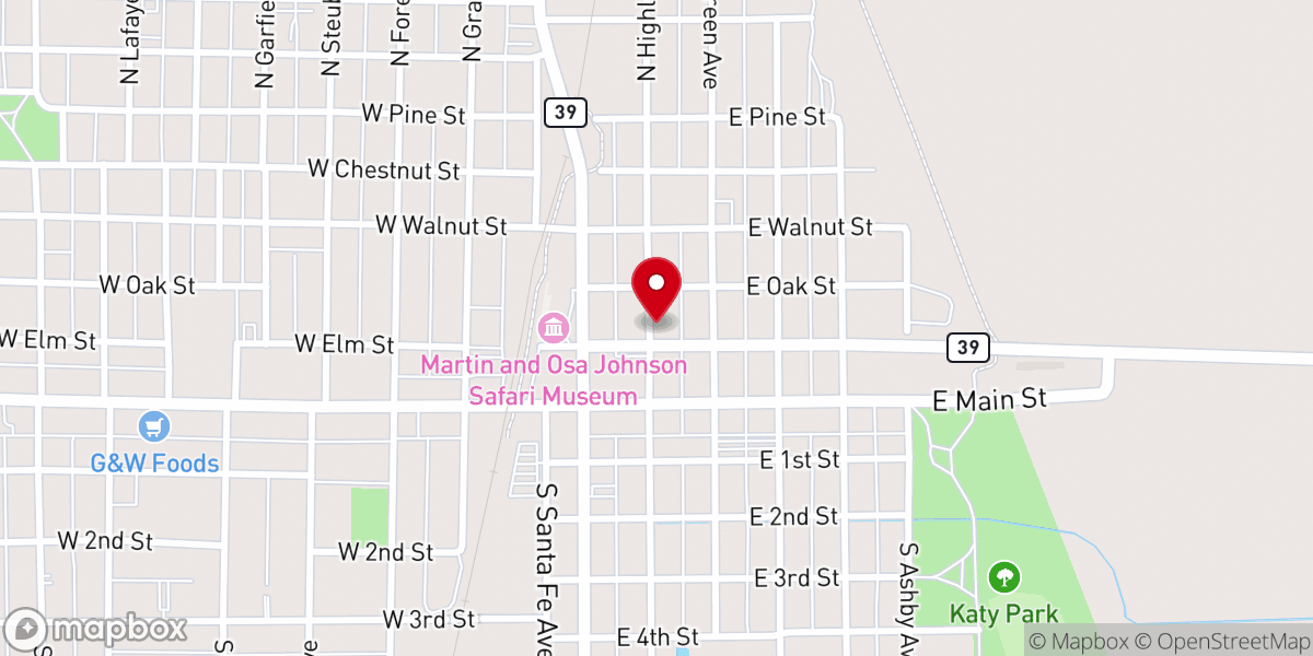 Map showing location of Chanute Masonic Lodge