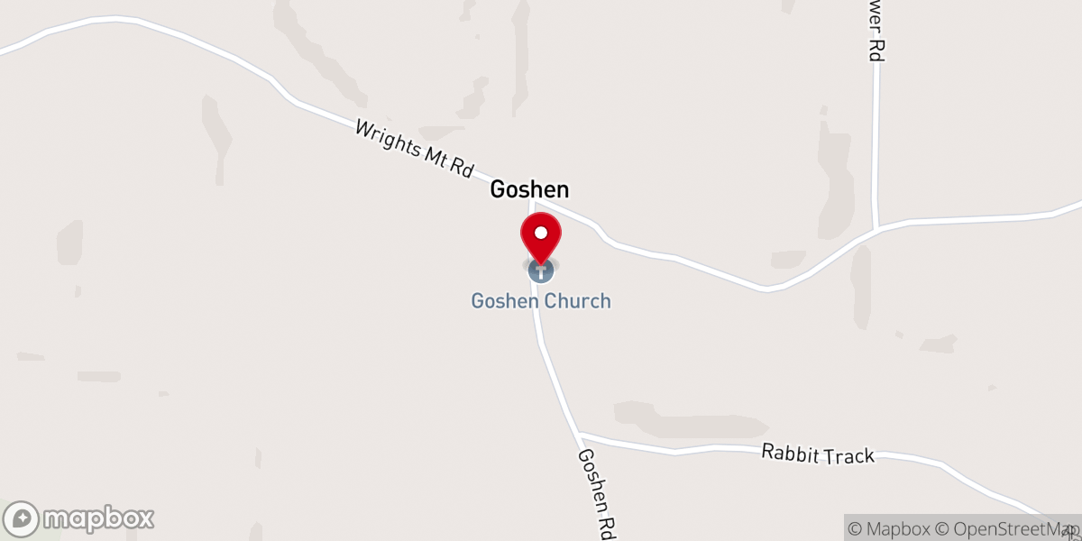 Map showing location of Goshen Church