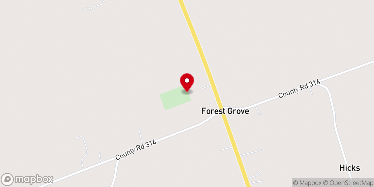 Map showing location of Forest Grove Christian Church