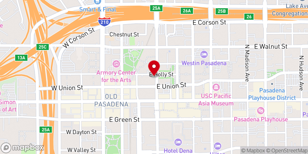 Map showing location of First Baptist Church of Pasadena