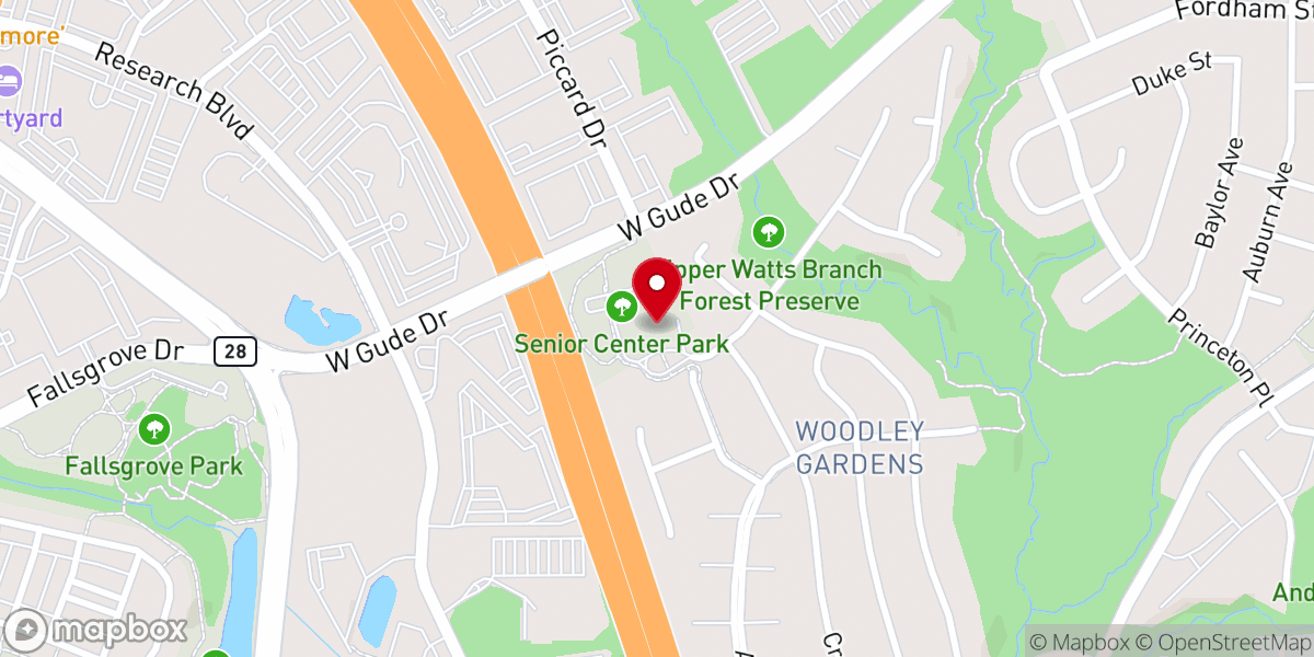 Map showing location of Rockville Senior Center