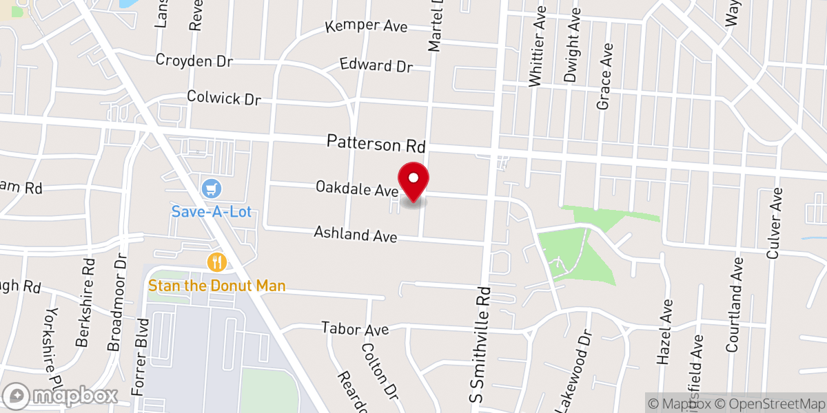 Map showing location of Faith Evangelical Lutheran Church