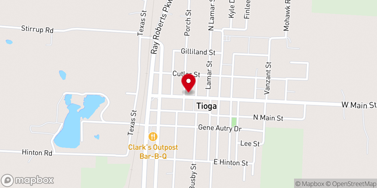 Map showing location of Shiloh Church Tioga