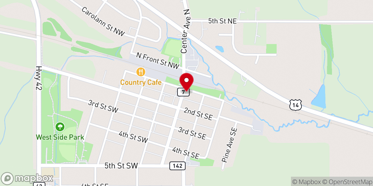 Map showing location of Eyota Fire Hall Meeting Room