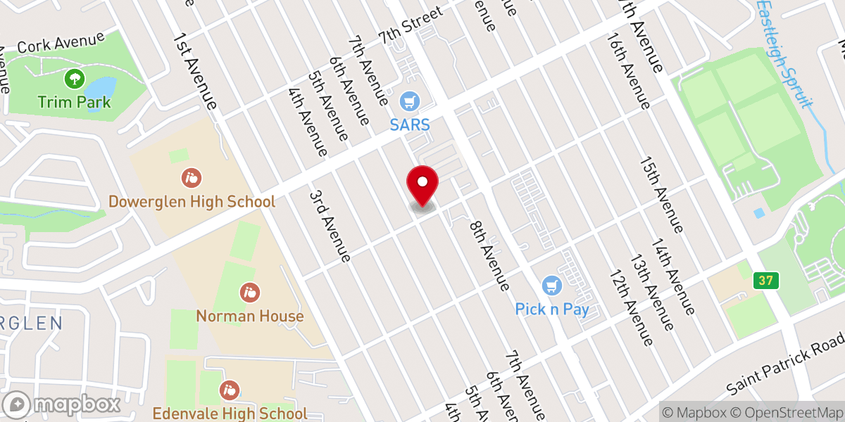 Map showing location of Edenvale Methodist Church