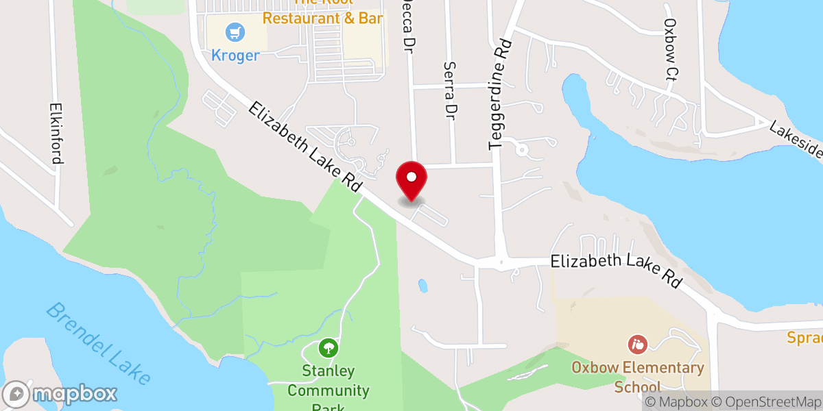 Map showing location of Oxbow Lake Baptist Church