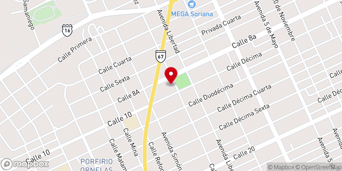 Map showing location of Nuestra Señora de Guadallupe
