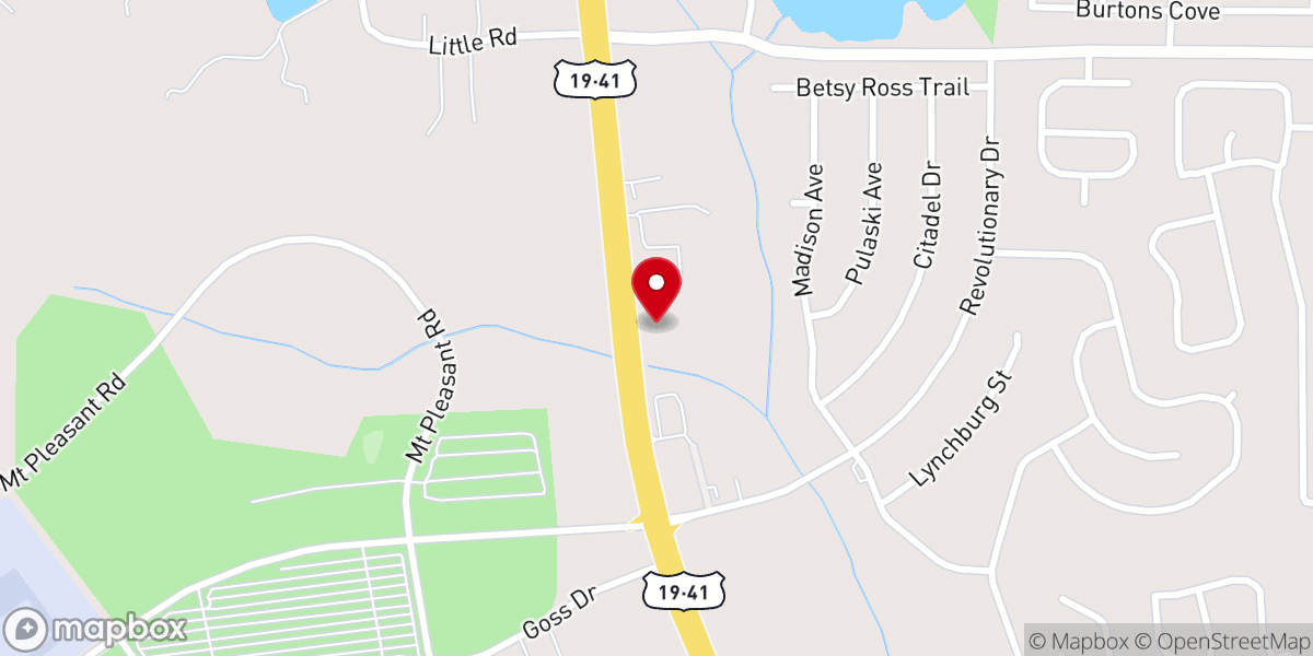 Map showing location of Bear Creek Church