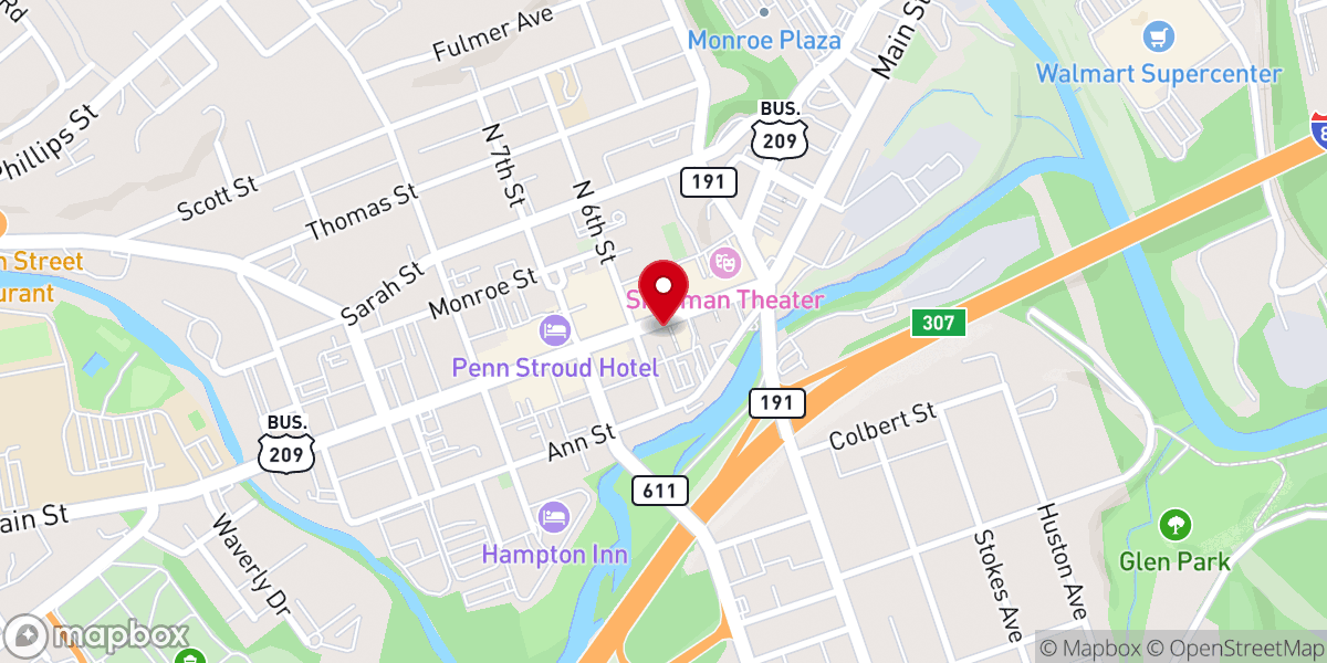Map showing location of First Presbyterian Church