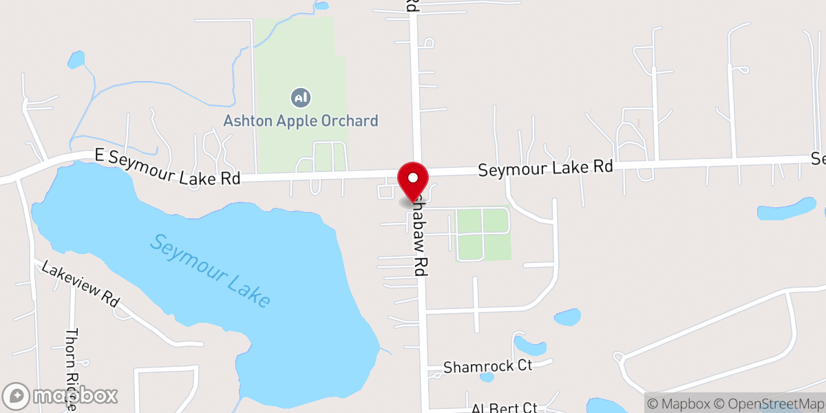 Map showing location of Living Water Church at Seymour Lake