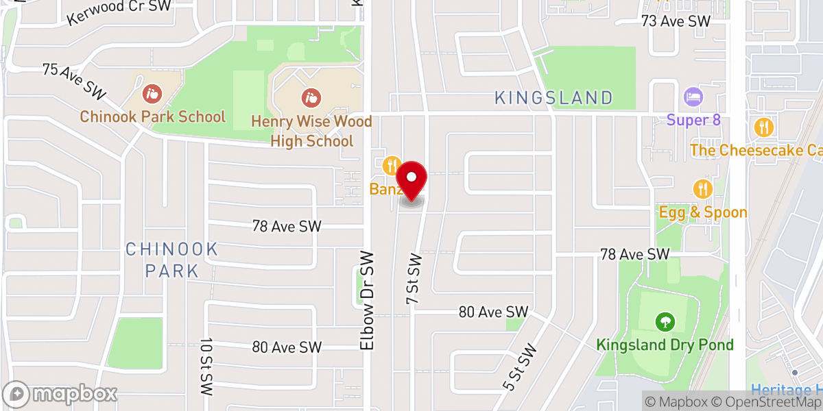 Map showing location of Calgary Korean Baptist Church