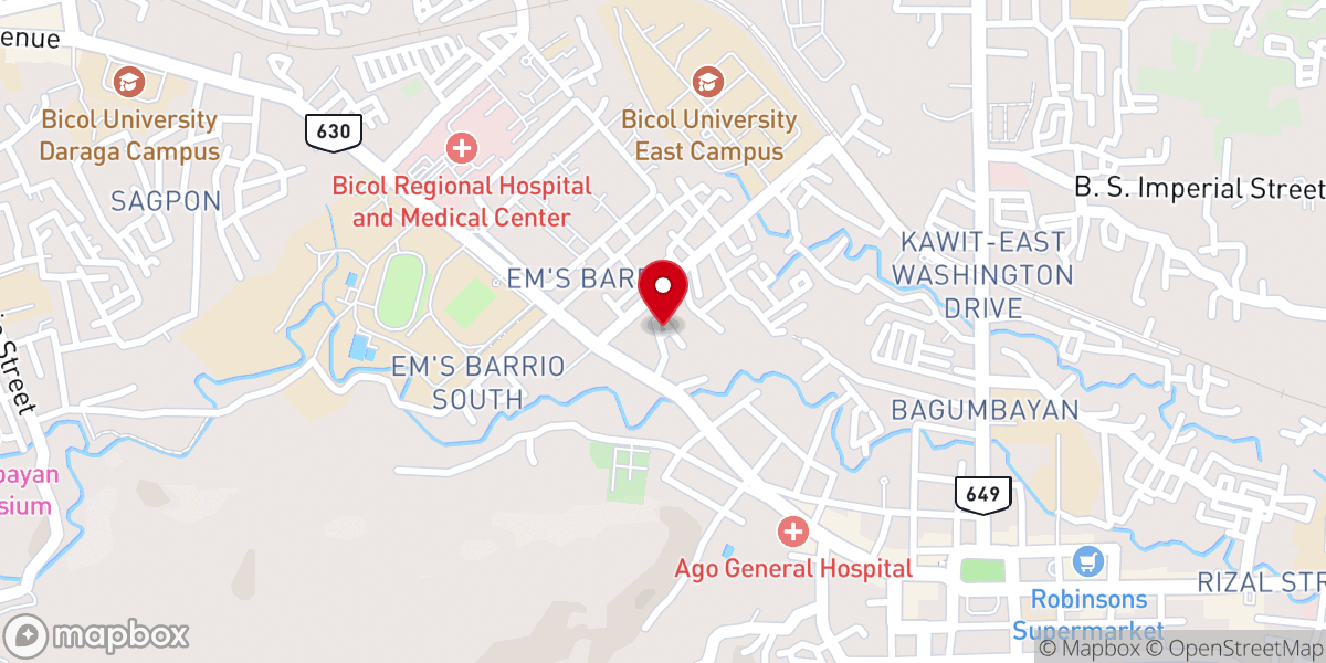Map showing location of Legazpi Bible Baptist Church