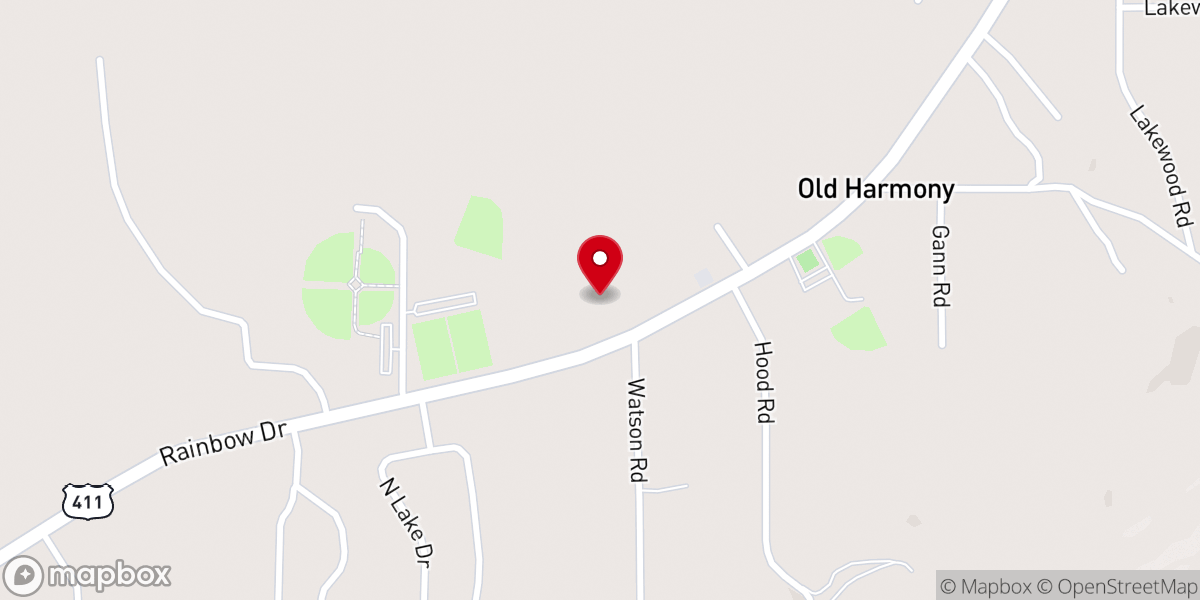 Map showing location of Harvestfield Church