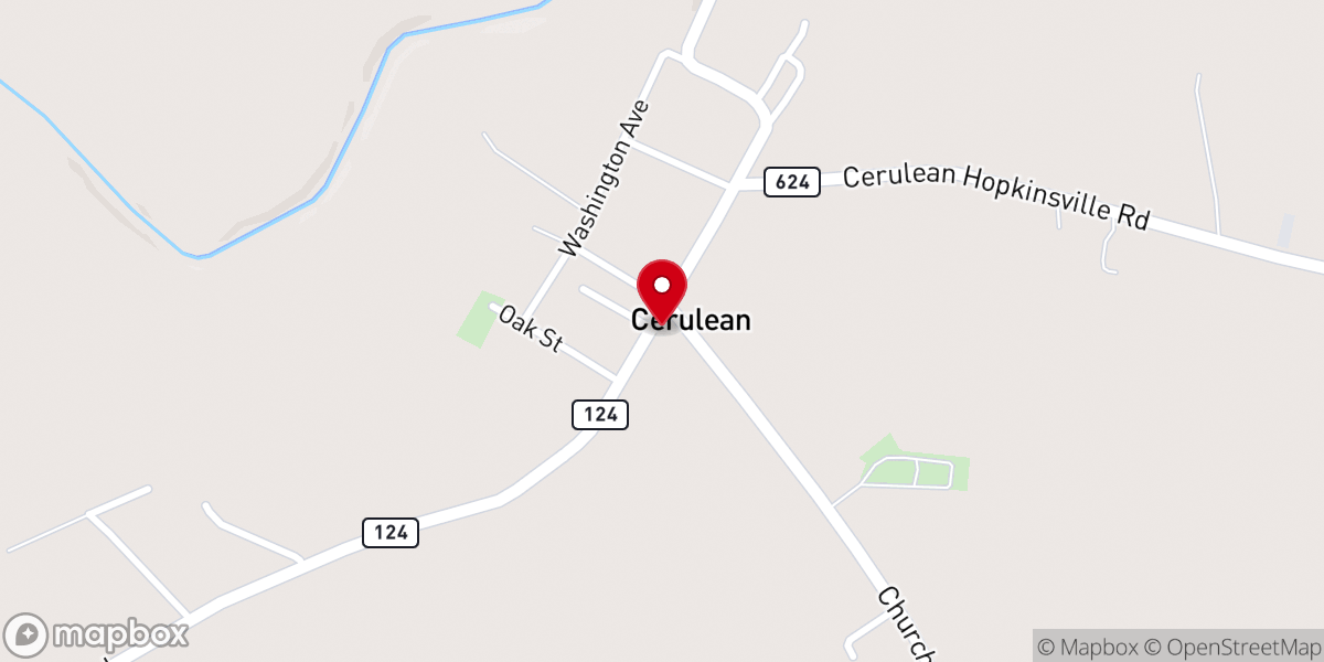 Map showing location of Cerulean Baptist Church