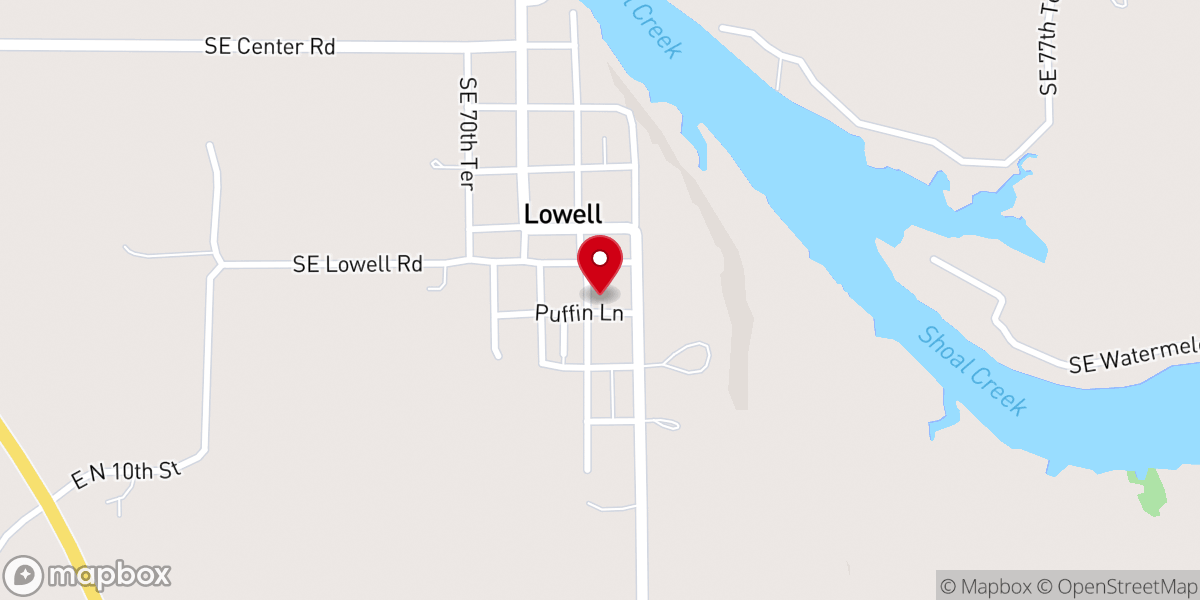 Map showing location of Lowell Friends Church
