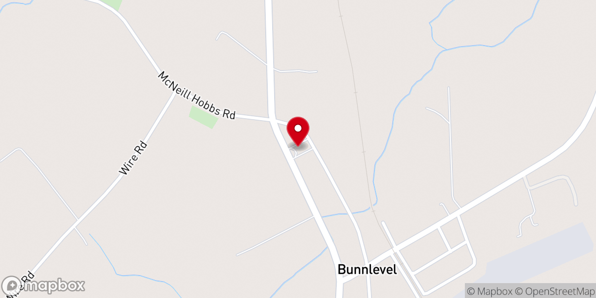 Map showing location of Bunnlevel Presbyterian Church