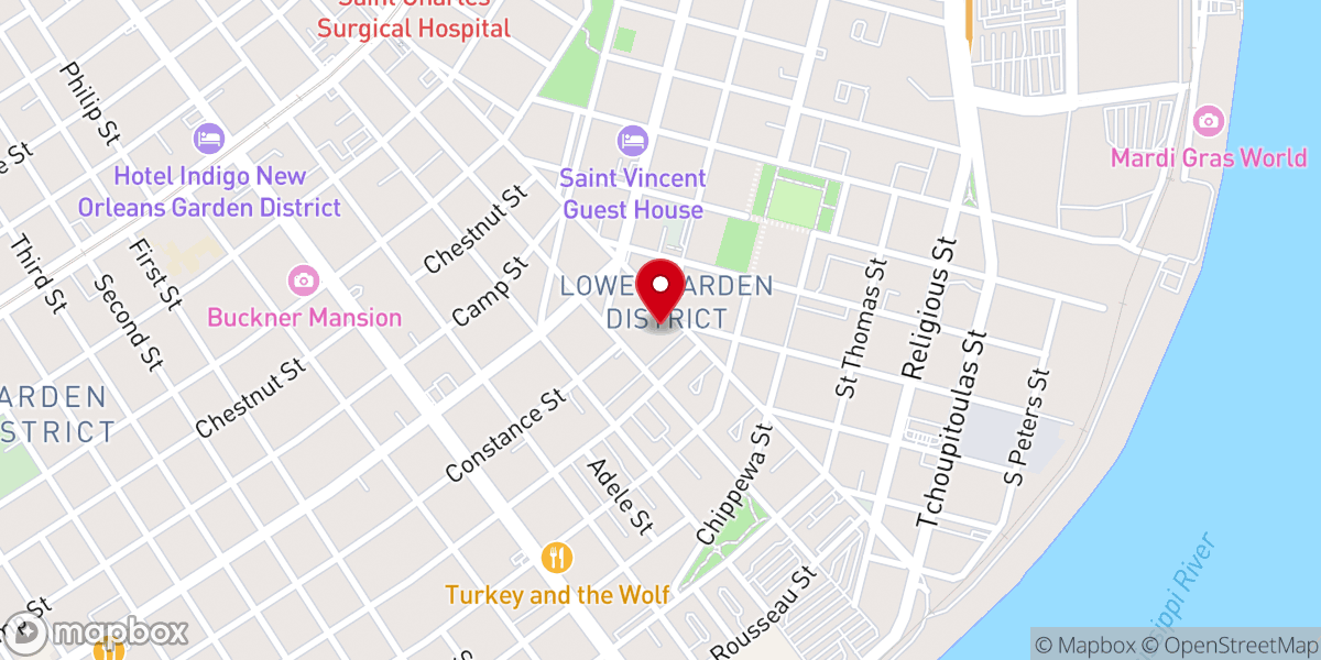 Map showing location of Sixth Baptist Church