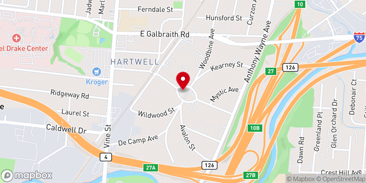 Map showing location of Hartwell United Methodist Church
