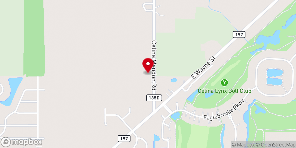 Map showing location of Celina Baptist Church