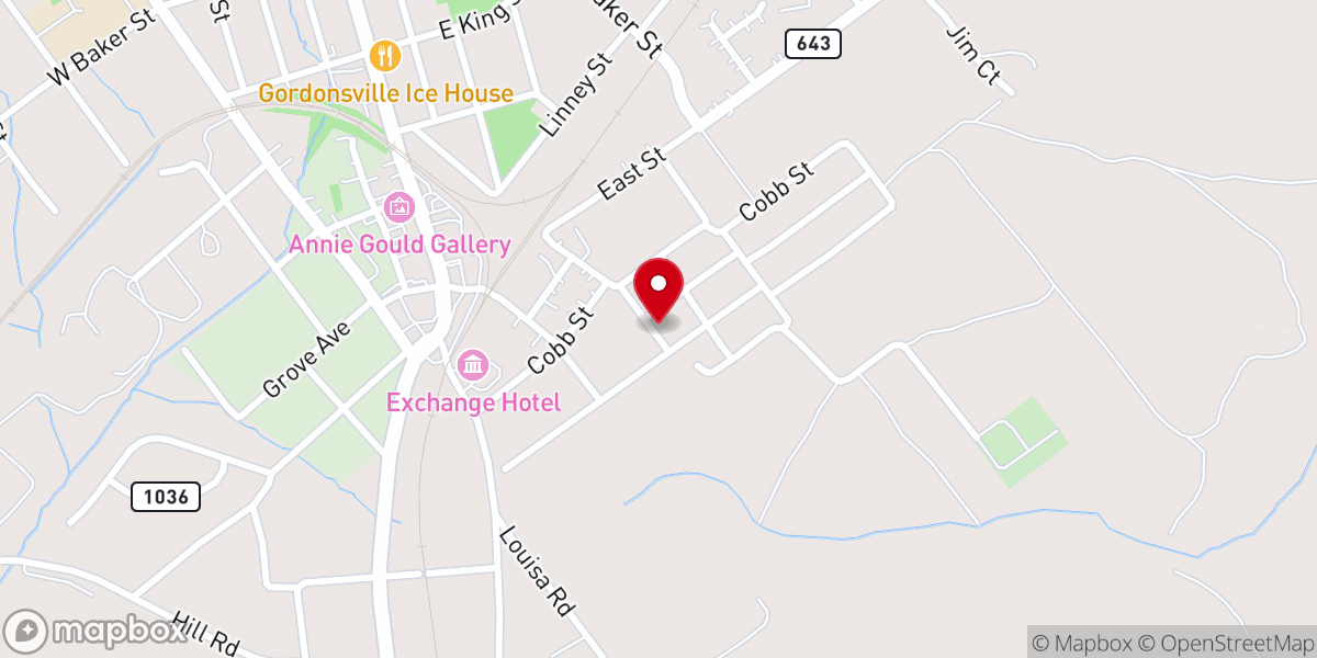 Map showing location of Gordonsville Bibleway