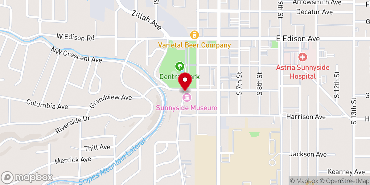 Map showing location of Sunnyside Museum