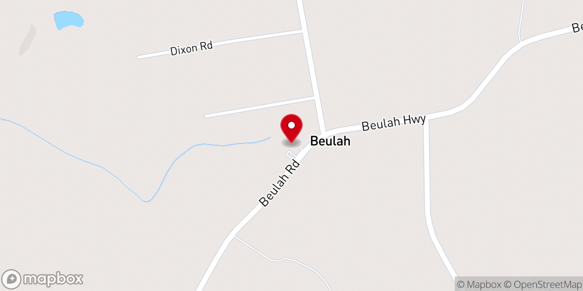 Map showing location of Second Beulah Church