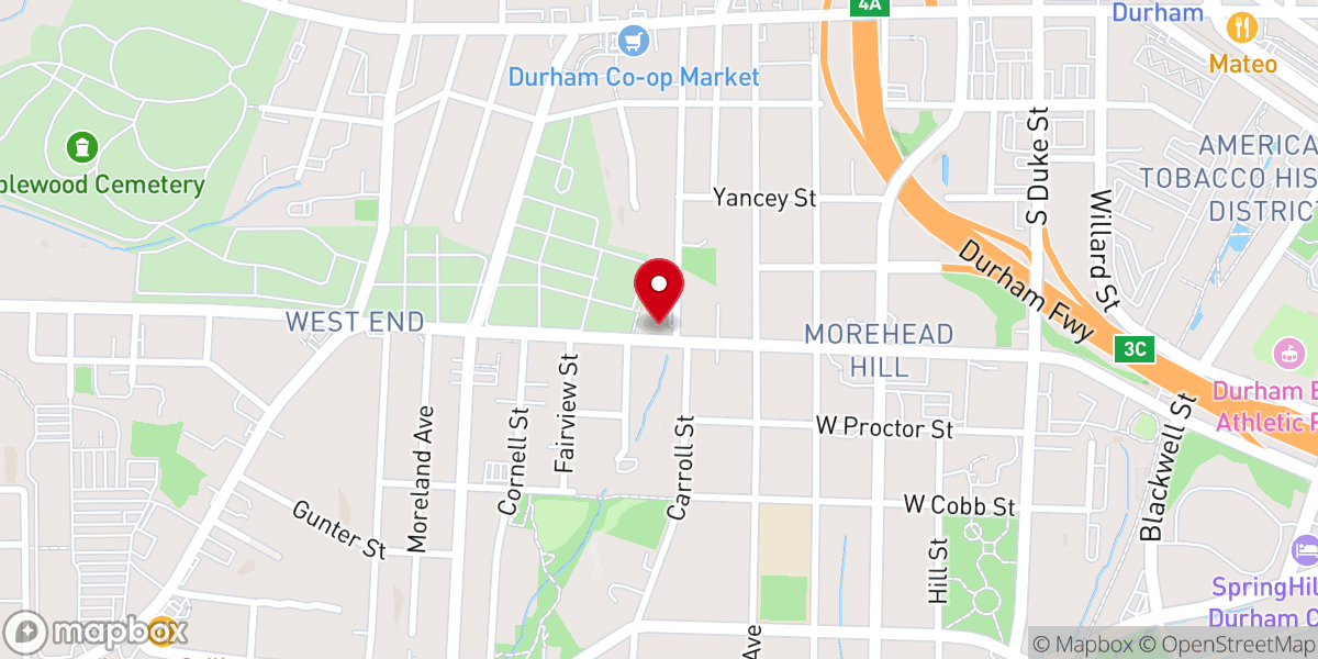 Map showing location of Morehead Avenue Baptist Church