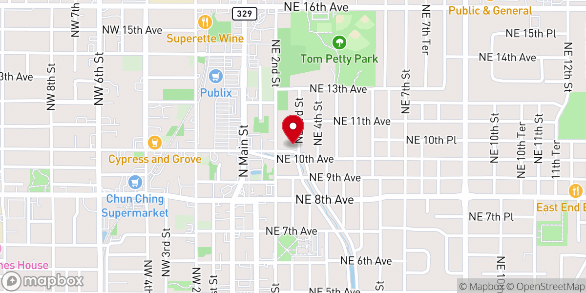 Map showing location of Bhaktivedanta Gaudiya Institute of Alachua