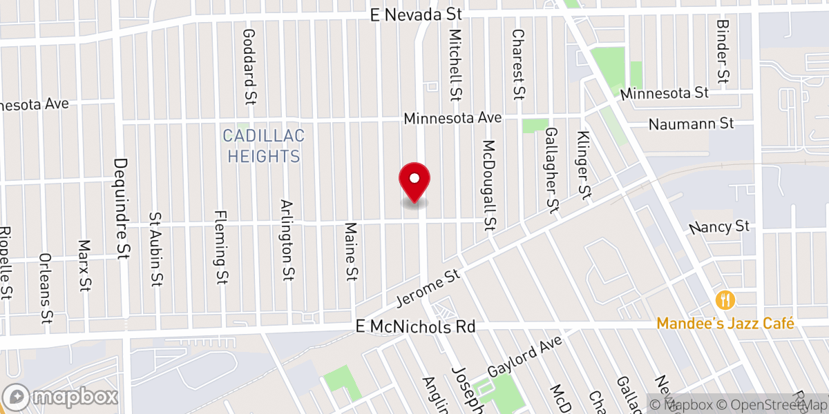 Map showing location of Joseph Campau Ave Church of God