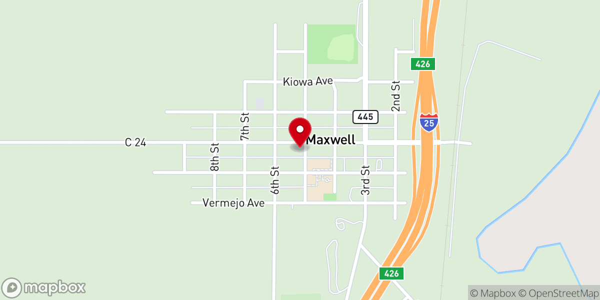 Map showing location of Maxwell United Methodist Church