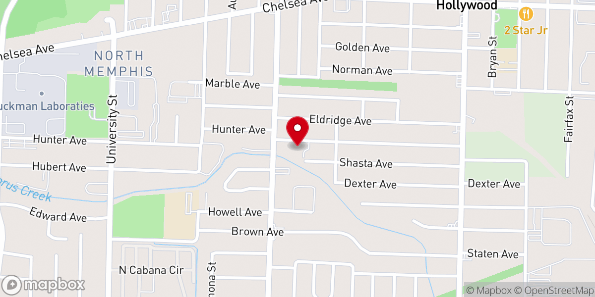 Map showing location of Hunter Avenue Baptist Church