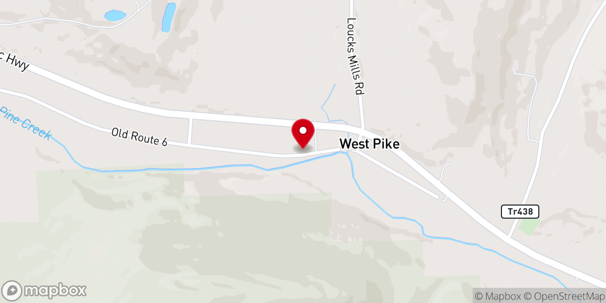 Map showing location of West Pike Baptist Church