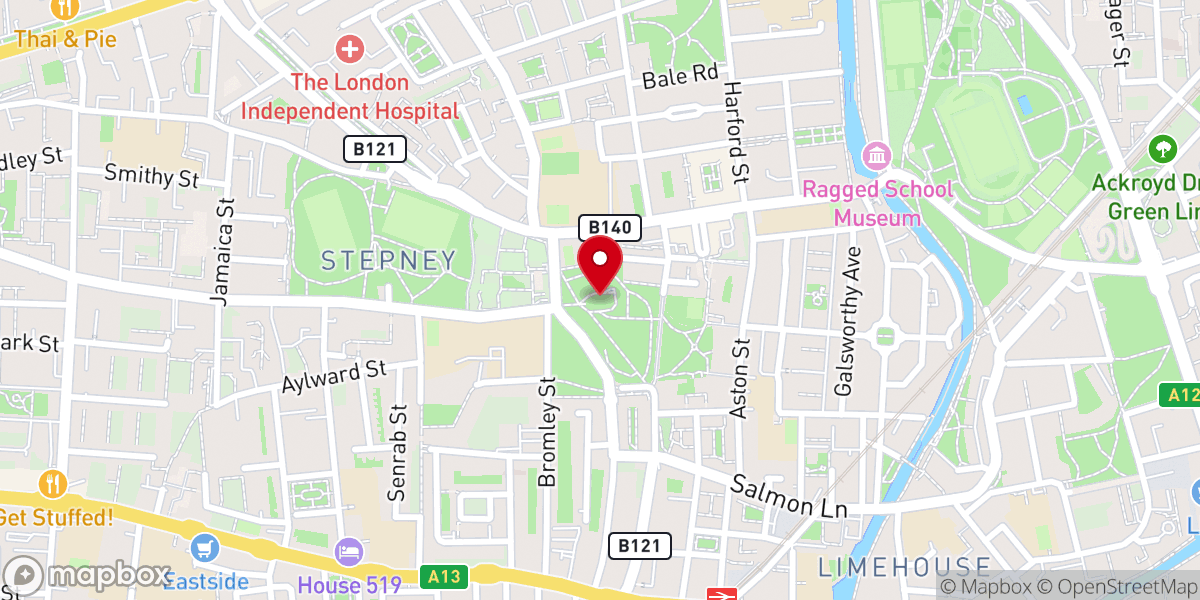 Map showing location of St Dunstan & All Saints Church