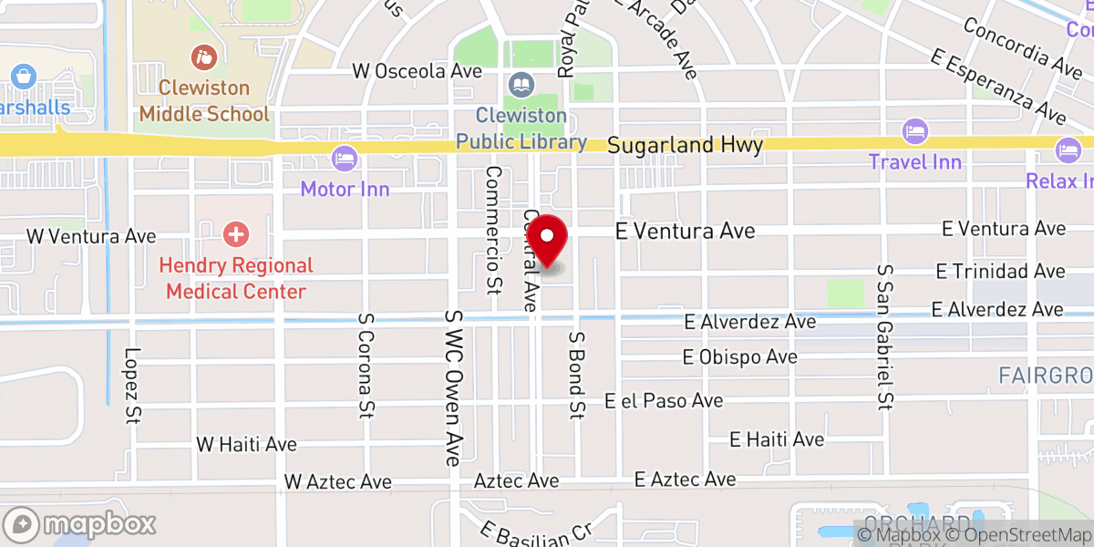 Map showing location of First Baptist Church-Clewiston