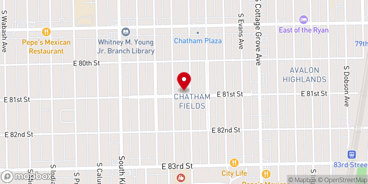 Map showing location of Chatham Fields Lutheran Church