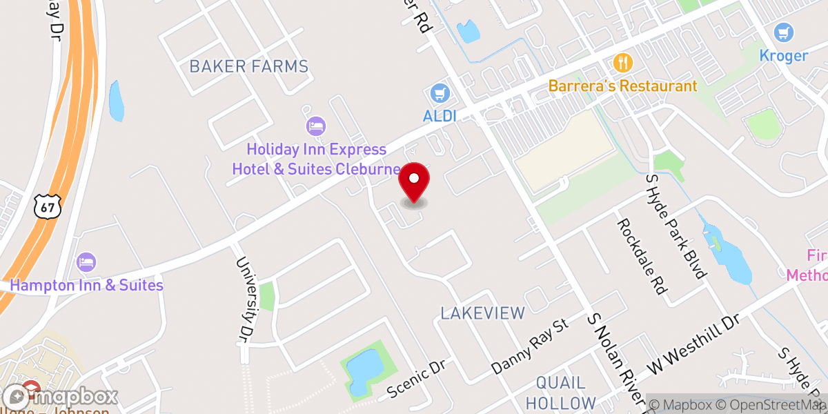 Map showing location of Cleburne First Seventh-day Adventist Church