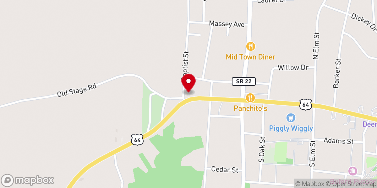 Map showing location of Adamsville First Baptist Church